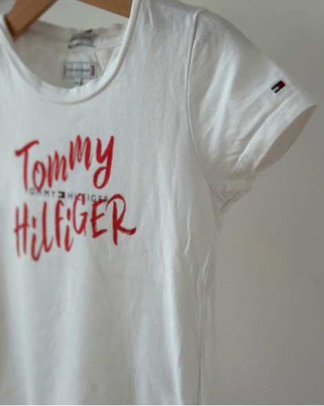 Triko dětské Tommy Hilfiger bílé s červeným nápisem